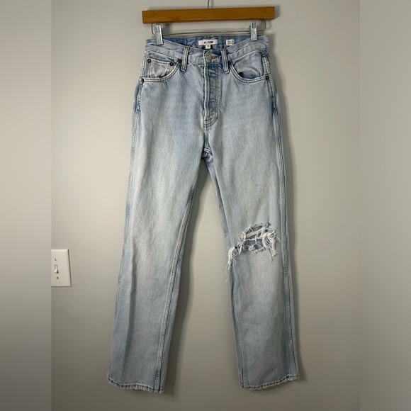 Re/Done Originals 90s High Rise Loose Jeans with Busted Knee - Picture 2 of 9
